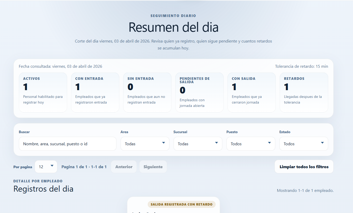 Vista 3 del software de control de asistencia facial